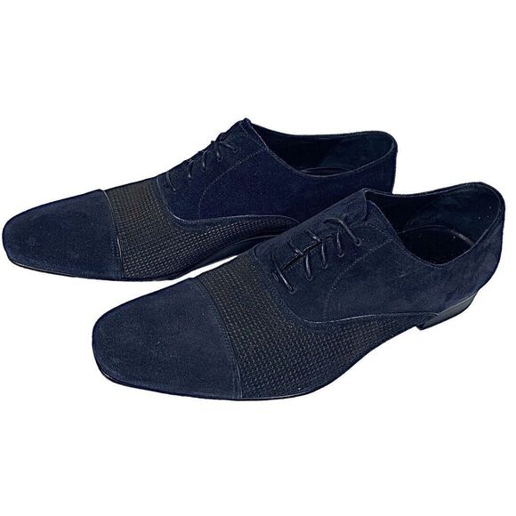 Giorgio Armani Blue Suede Cap Toe Oxfords Men’s 10 EU 43 Made in Italy - Picture 4 of 13